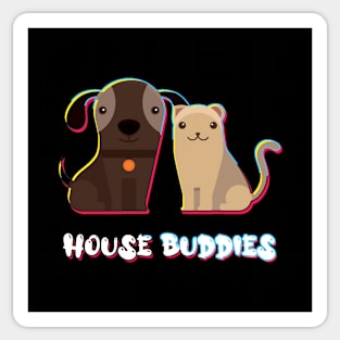 Dog and Cat - House Buddies Sticker